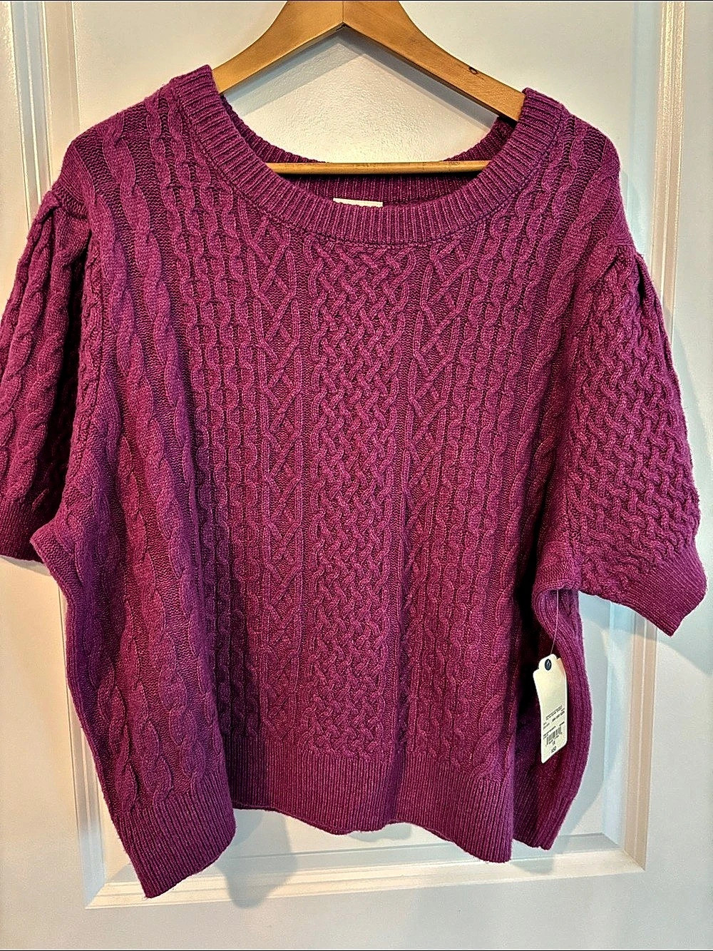 Cable Knit Crewneck Sweater in Purple NWT